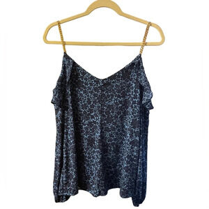 MICHAEL KORS FLORAL CHAIN SLEEVE COLD SHOULDER BLOUSE